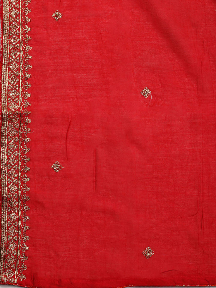 Neck Embroidered Cotton Blend Unstitched Suit With Dupatta