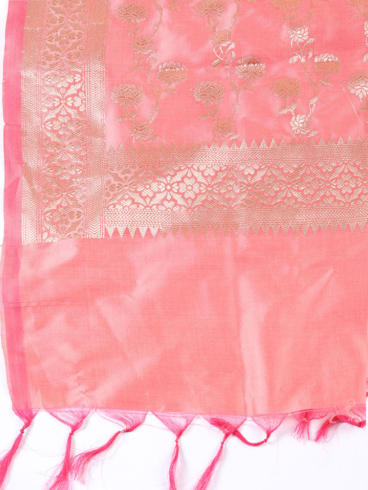 Woven Chanderi Unstitched Suit Piece With Dupatta