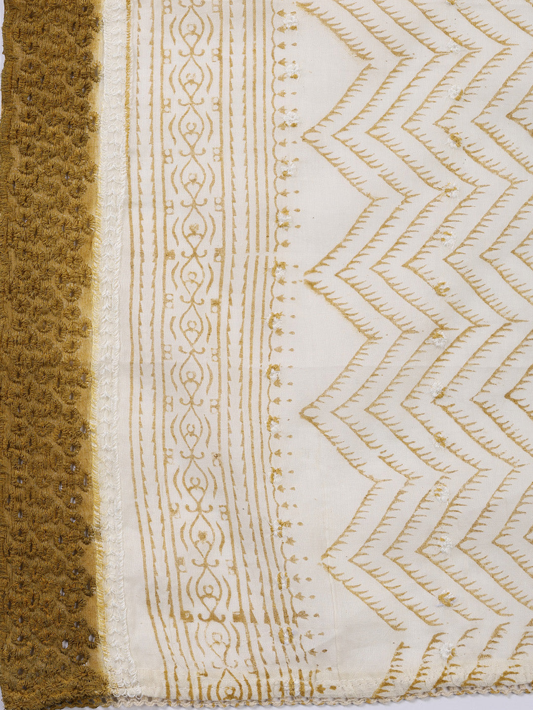 Neck Embroidered Cotton Blend Unstitched Suit With Dupatta