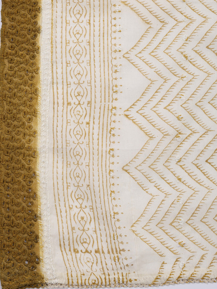 Neck Embroidered Cotton Blend Unstitched Suit With Dupatta