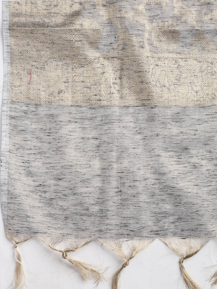 Embroidered Chanderi Unstitched Suit Piece With Dupatta