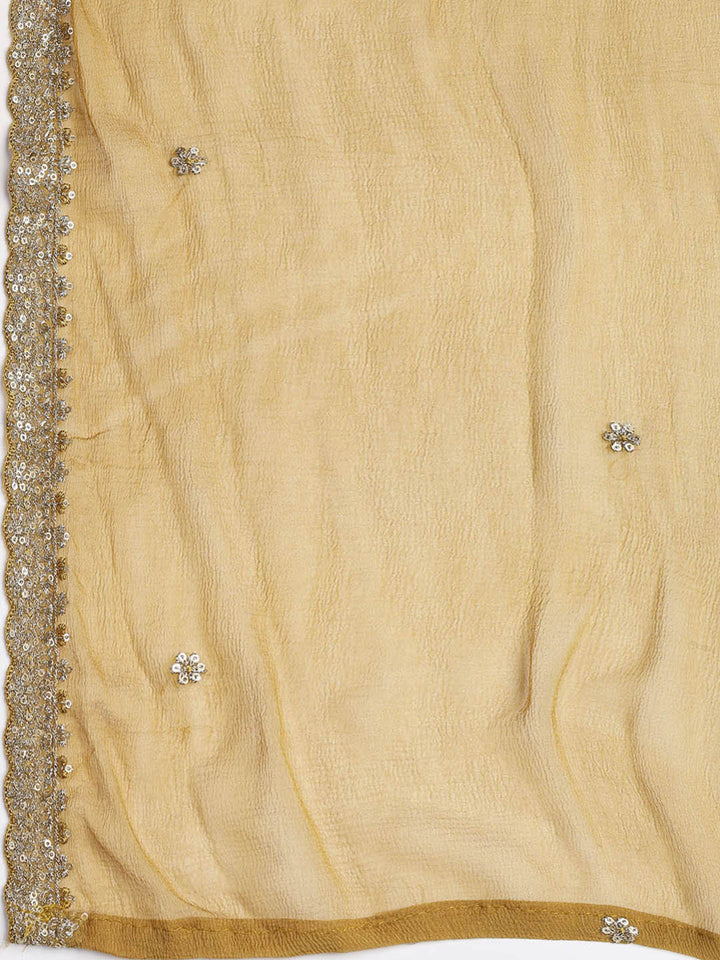 Patch Neck Art Silk Unstitched Suit With Dupatta