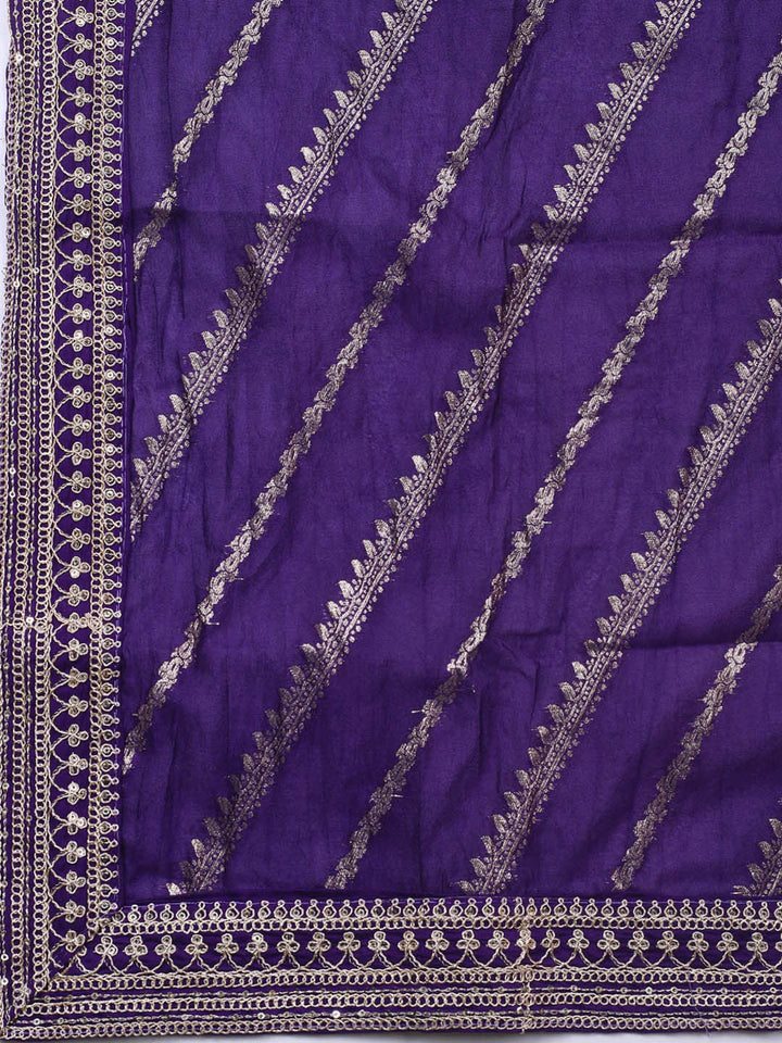 Neck Embroidery Chanderi Unstitched Suit With Dupatta