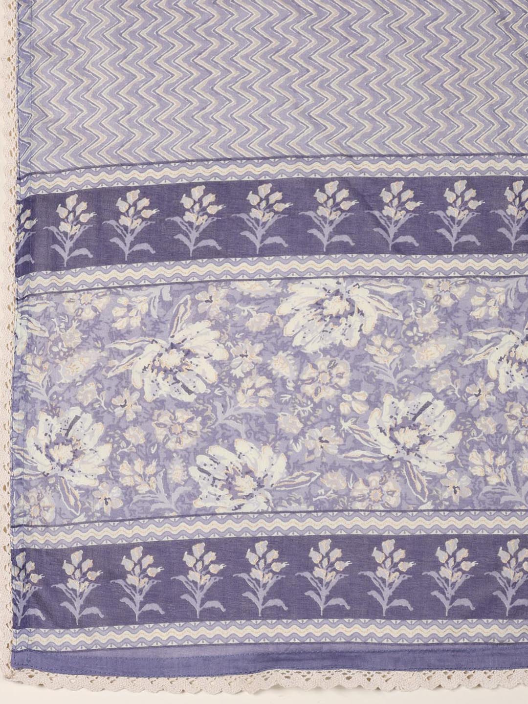 Printed Chanderi Unstitched Suit Piece With Dupatta
