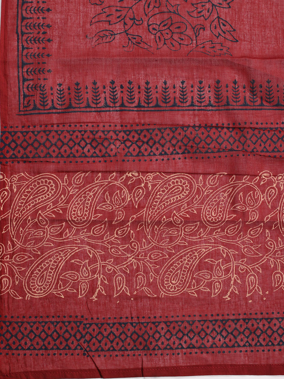Printed Cotton Blend Unstitched Suit Piece With Dupatta