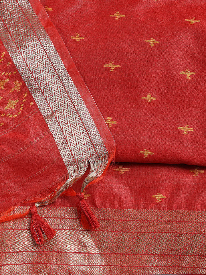 Woven Chanderi Unstitched Suit Piece With Dupatta