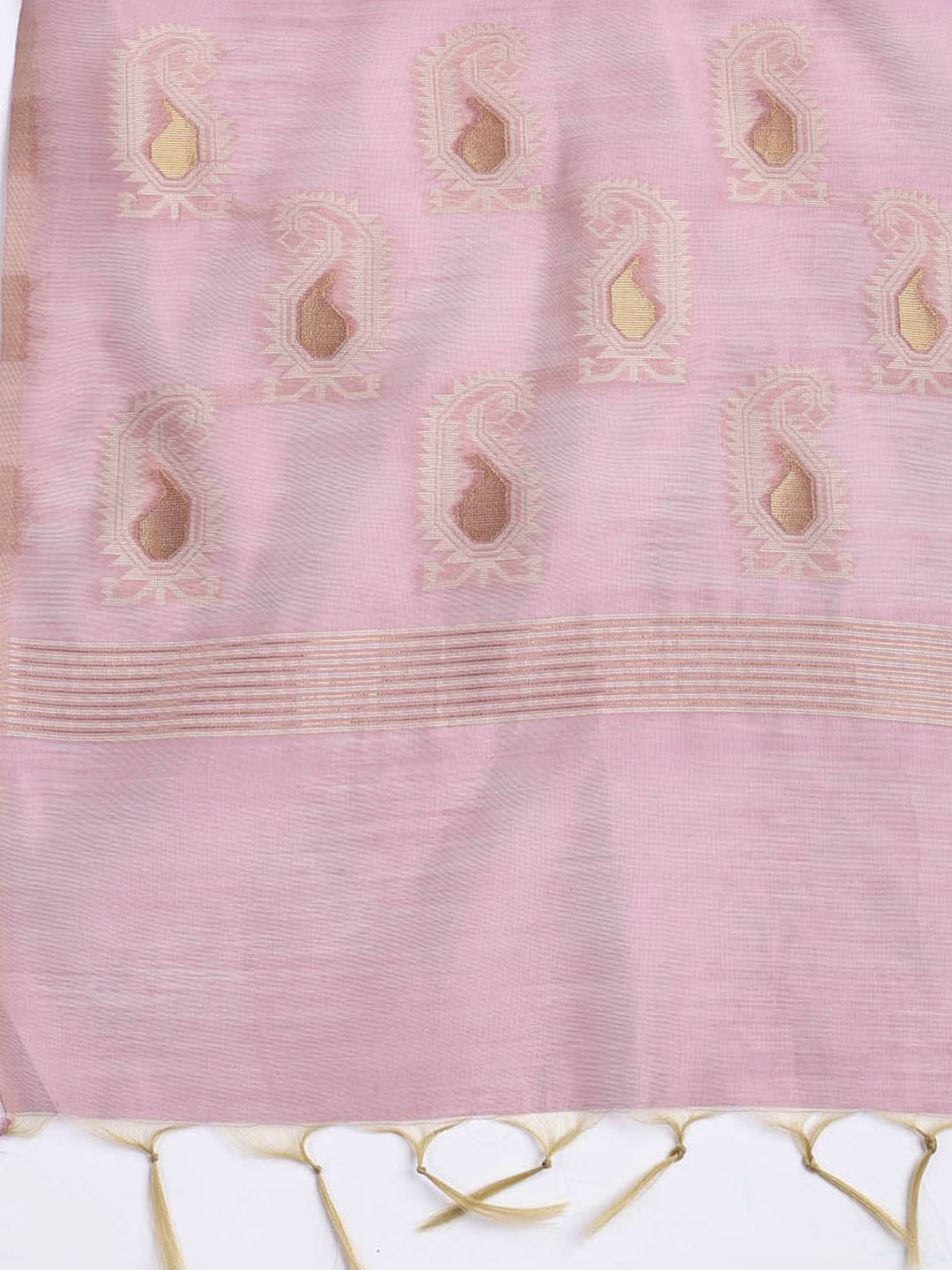 Jamdani Work Chanderi Unstitched Suit Piece With Dupatta