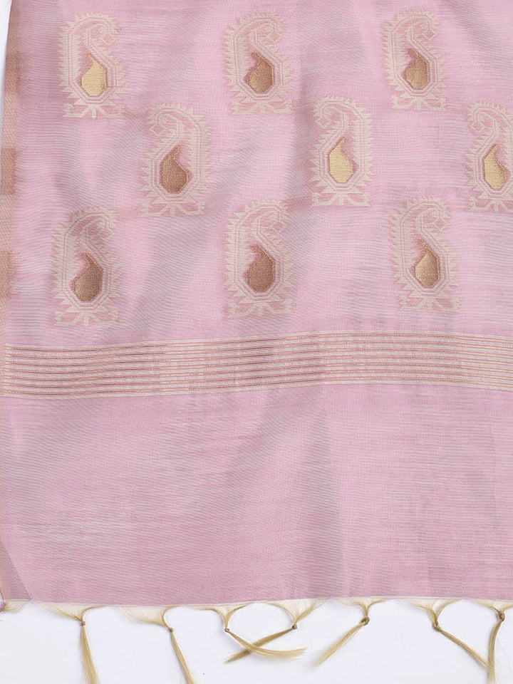Jamdani Work Chanderi Unstitched Suit Piece With Dupatta