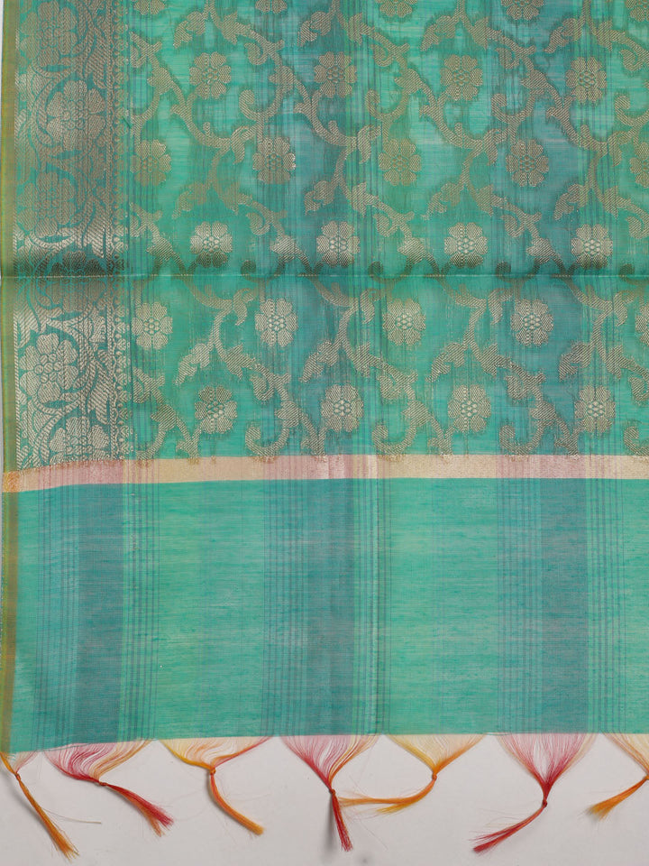 Woven Design Chanderi Unstitched Suit With Dupatta