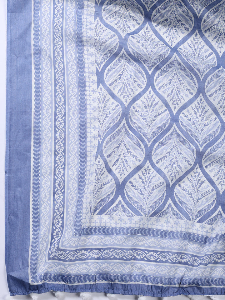 Printed Cotton Blend Unstitched Suit With Dupatta