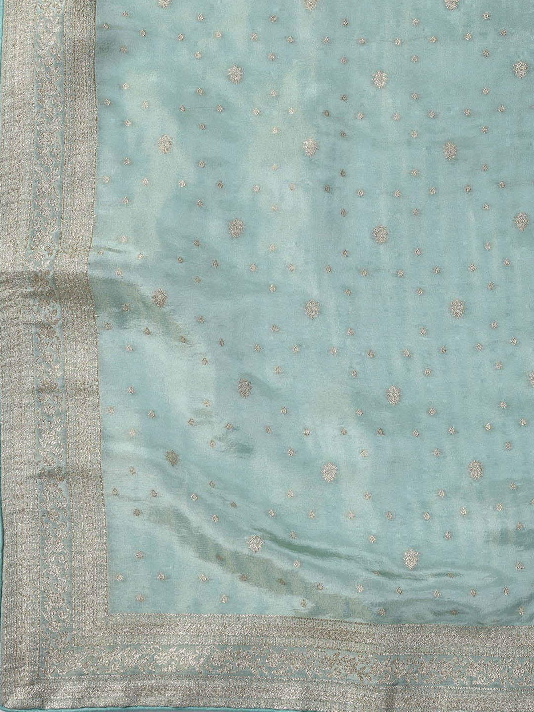 Embroidered Art Silk Unstitched Suit Piece With Dupatta
