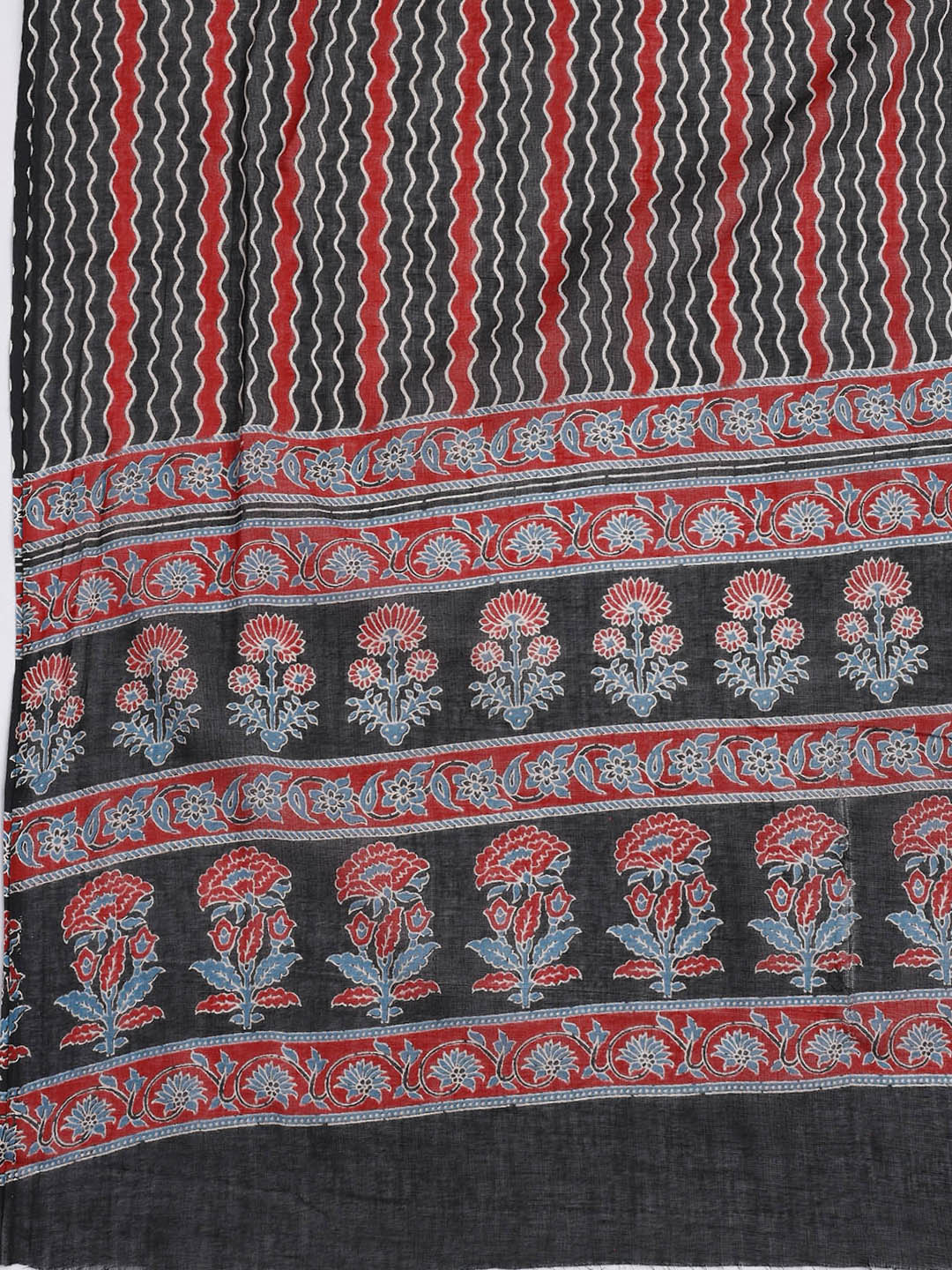 Printed Cotton Blend Unstitched Suit With Dupatta