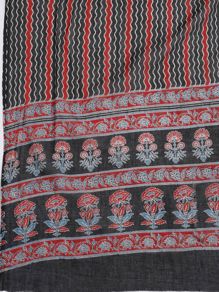 Printed Cotton Blend Unstitched Suit With Dupatta