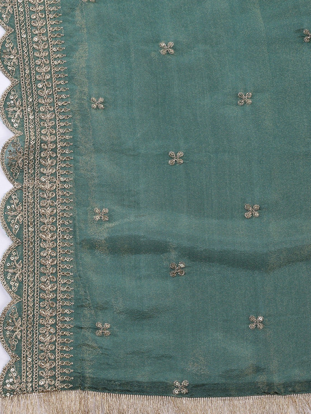 Neck Embroidered Tissue Unstitched Suit With Dupatta