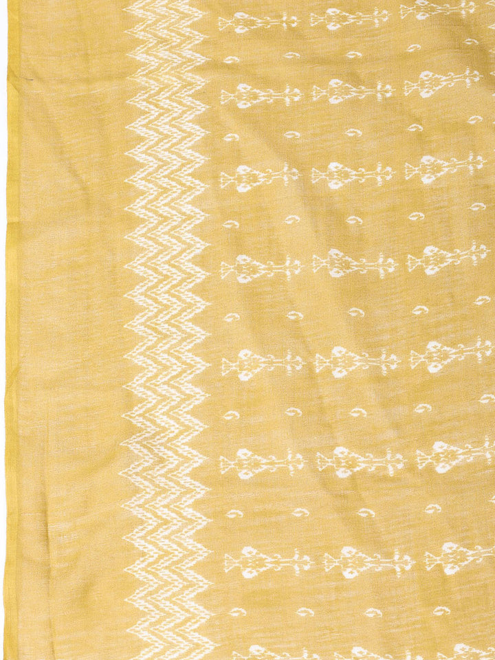 Printed Cotton Blend Unstitched Suit With Dupatta