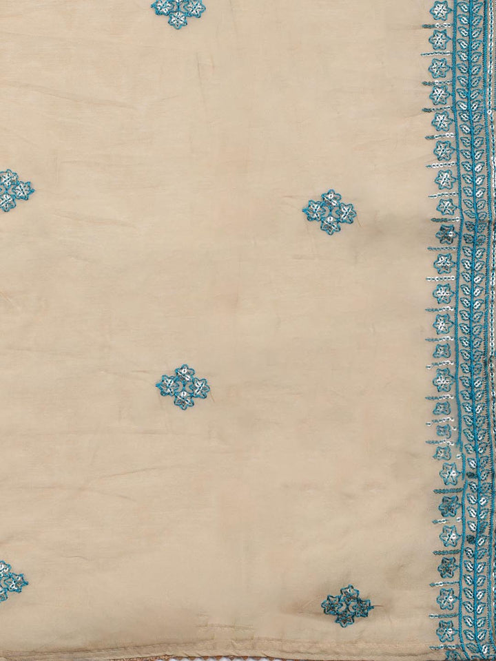 Embroidered Cotton Blend Unstitched Suit Piece With Dupatta