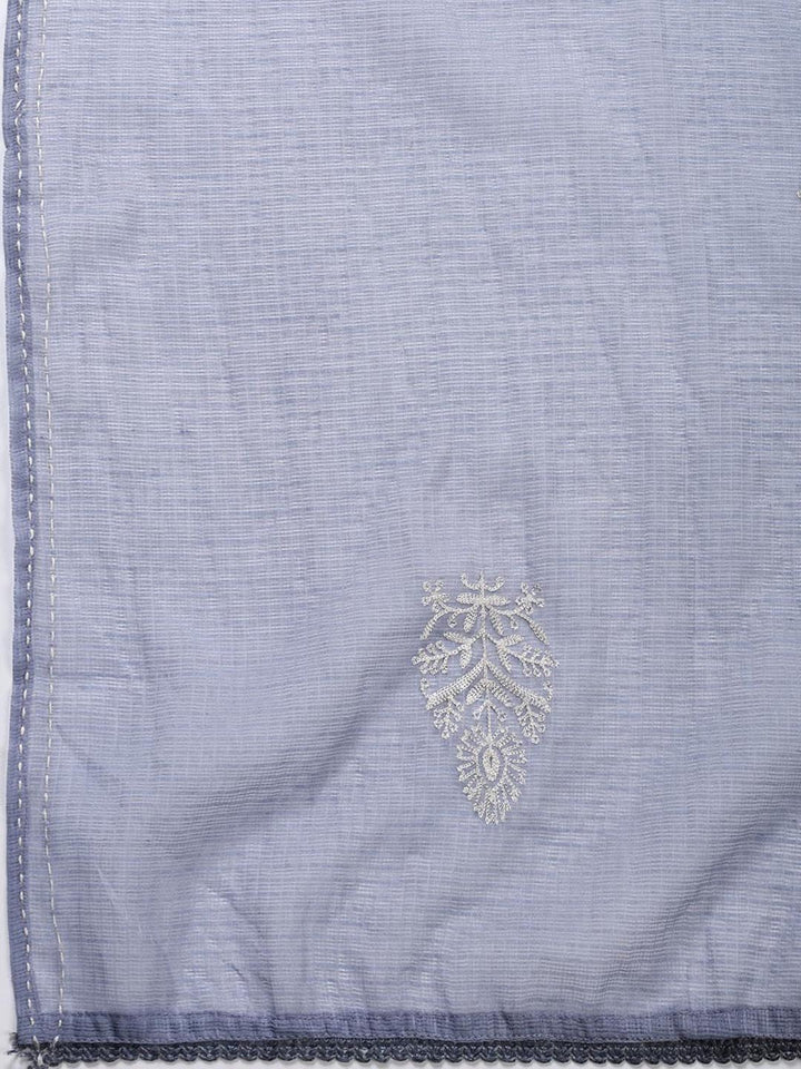 Neck Embroidered Cotton Blend Unstitched Suit Piece With Dupatta
