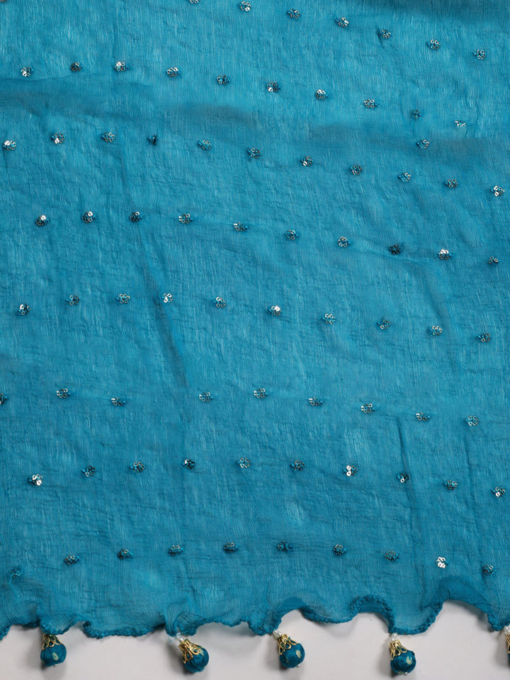 Neck Patti Cotton Blend Unstitched Suit Piece With Dupatta