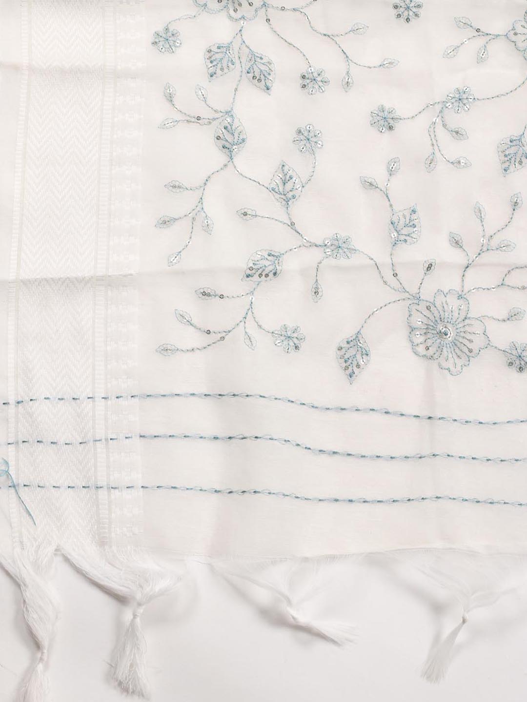 Neck Embroidered Cotton Blend Unstitched Suit Piece With Dupatta