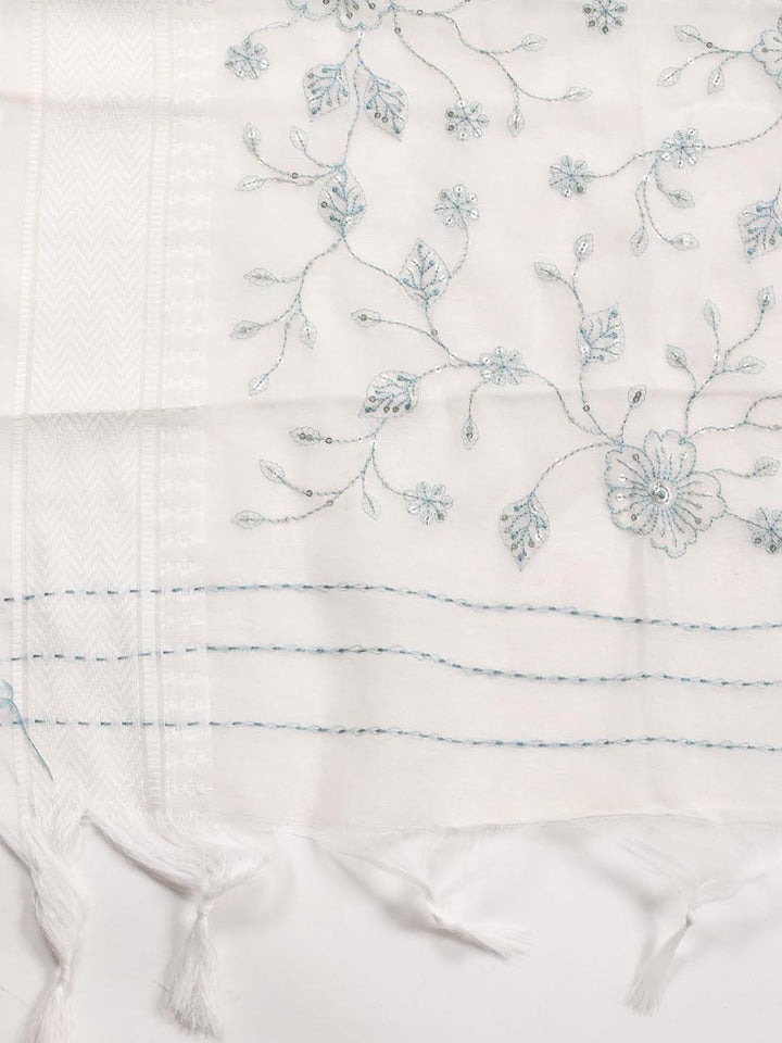 Neck Embroidered Cotton Blend Unstitched Suit Piece With Dupatta