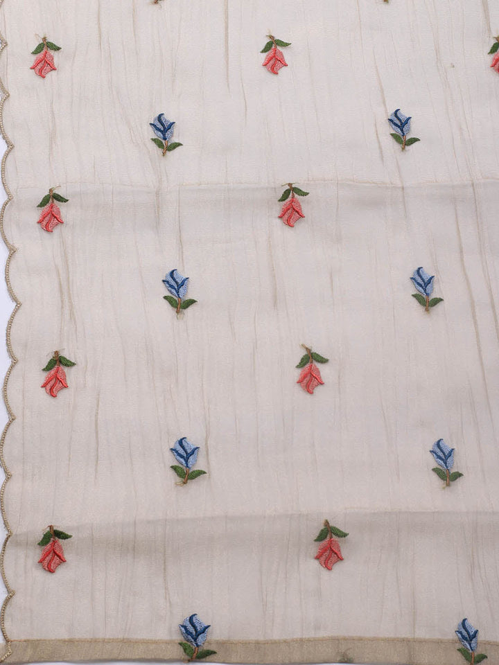 Neck Embroidery Tissue Unstitched Suit With Dupatta