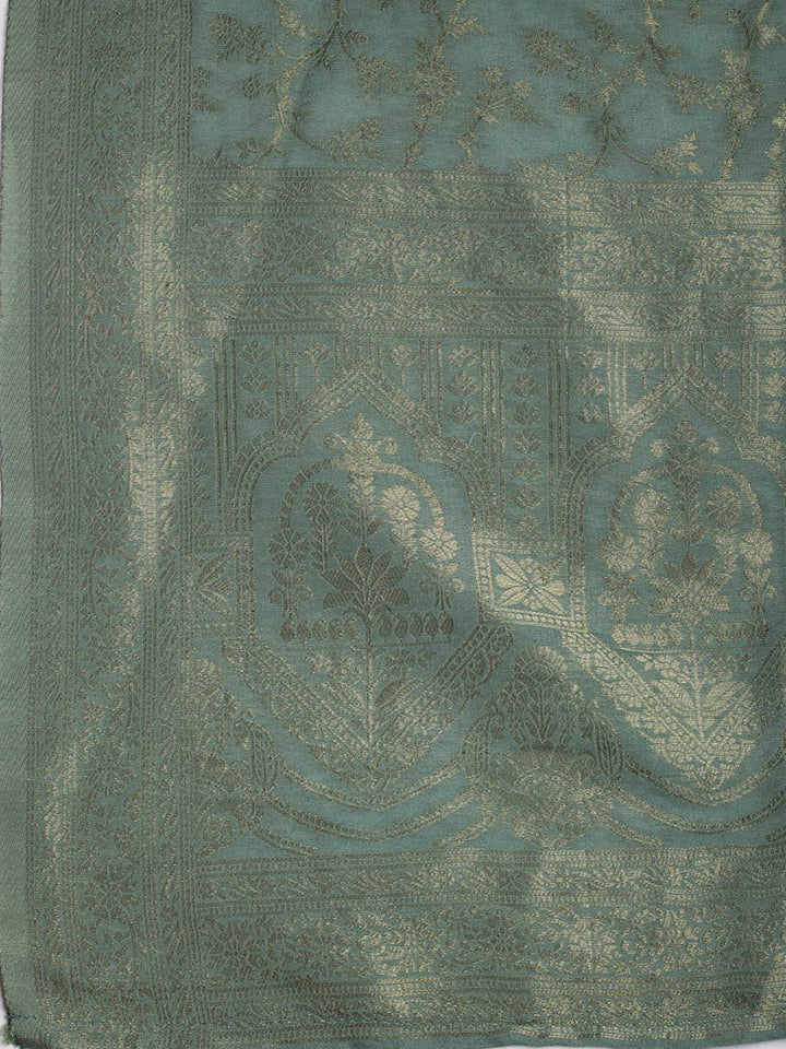 Embroidered Chanderi Unstitched Suit Piece With Dupatta