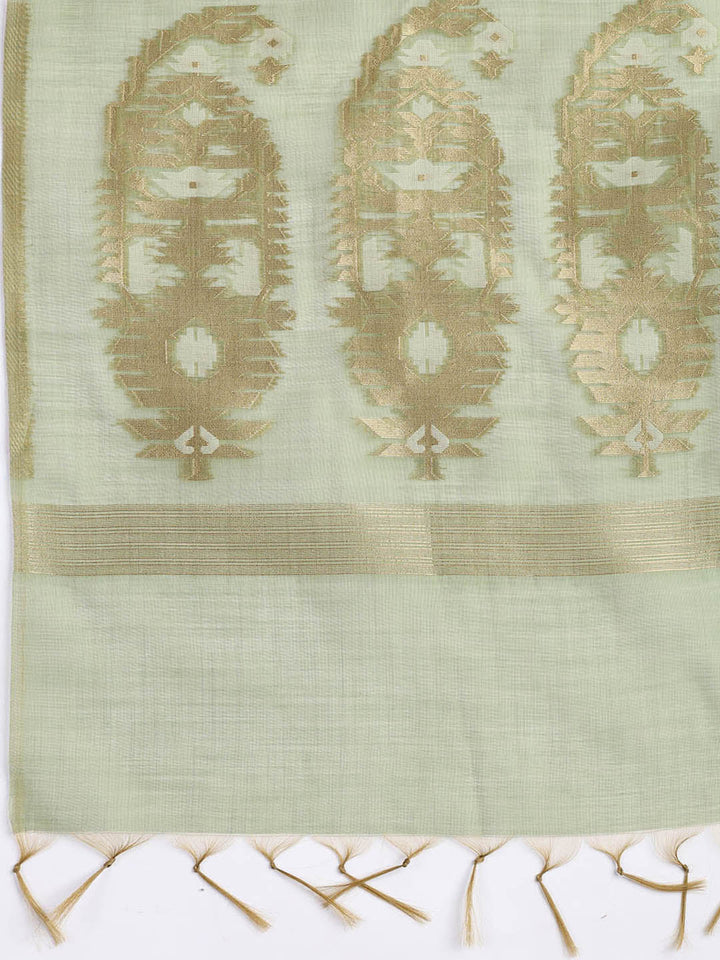 Jamdani Work Chanderi Unstitched Suit Piece With Dupatta