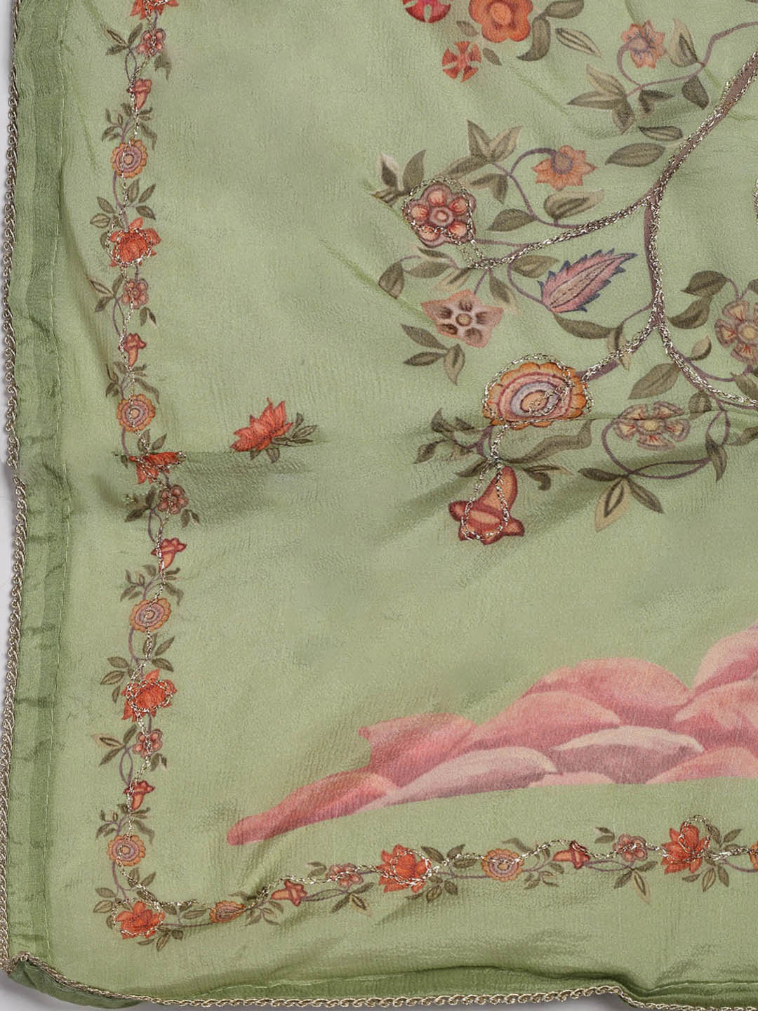 Gota Work Muslin Unstitched Suit Piece With Dupatta
