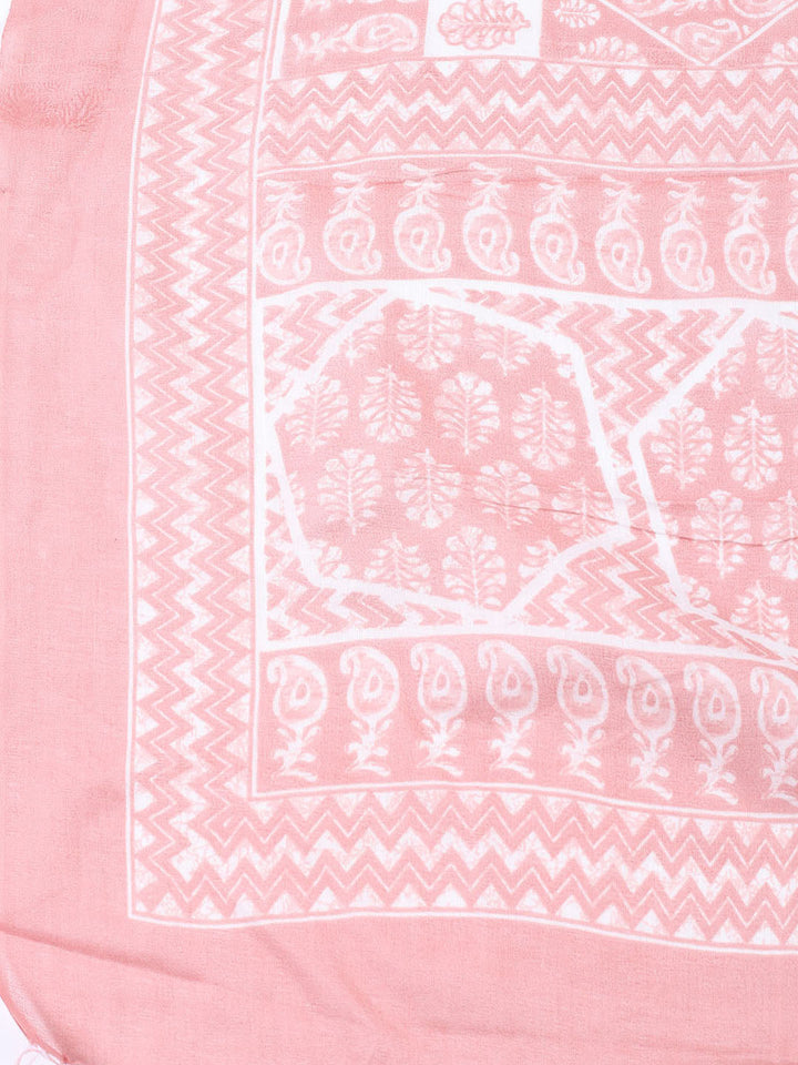 Neck Patti Cotton Blend Unstitched Suit With Dupatta