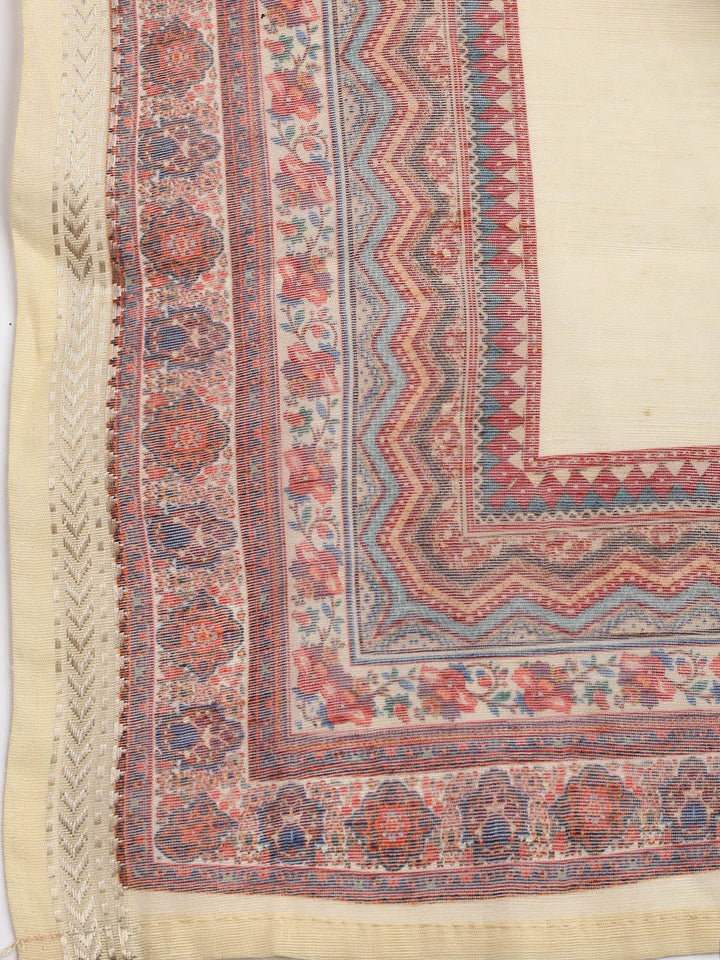 Printed Chanderi Unstitched Suit Piece With Dupatta