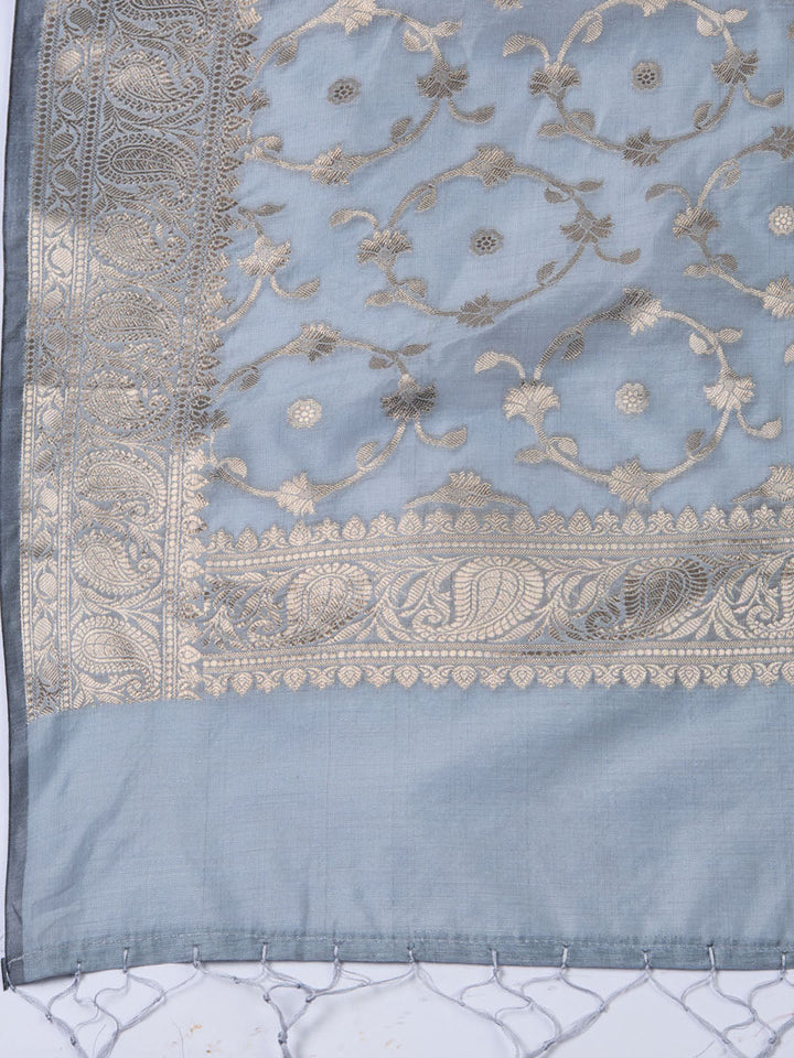 Woven Chanderi Unstitched Suit With Dupatta