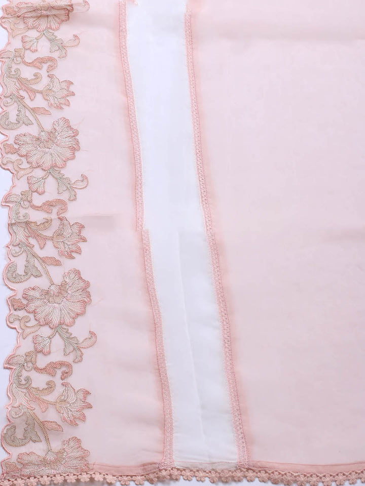 Embroidery Linen Unstitched Suit With Dupatta
