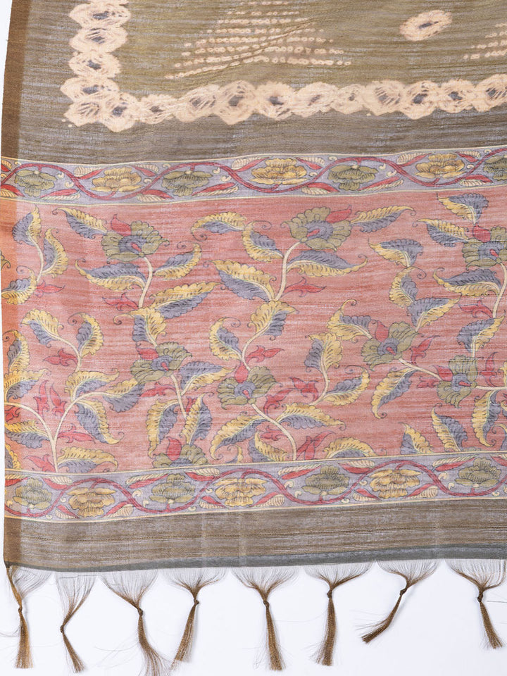 Neck Embroidered Tussar Unstitched Suit Piece With Dupatta