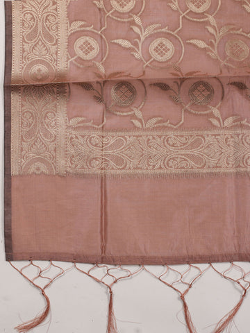 Woven Banarasi Chanderi Unstitched Suit With Dupatta