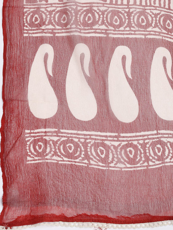 Printed Cotton Blend Unstitched Suit With Dupatta