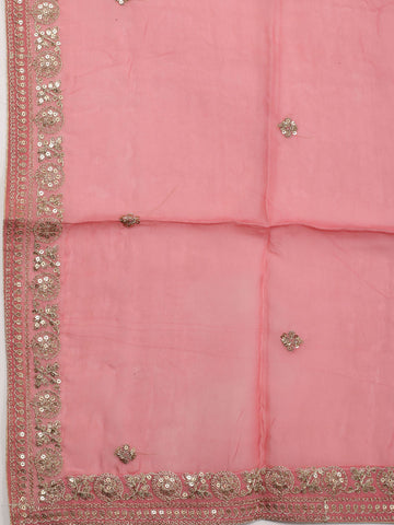 Neck Embroidered Chanderi Unstitched Suit With Dupatta