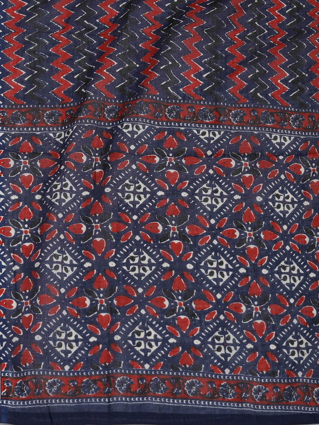 Neck Mirror Work Cotton Blend Unstitched Suit With Dupatta