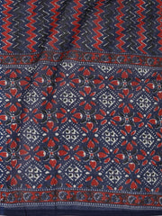 Neck Mirror Work Cotton Blend Unstitched Suit With Dupatta