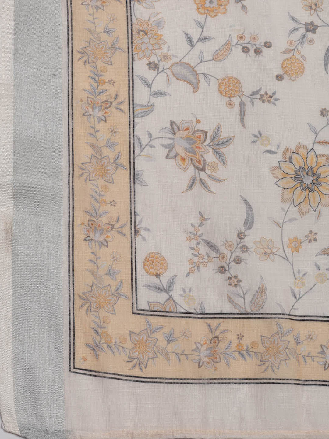 Patch Neck Linen Unstitched Suit Piece With Dupatta