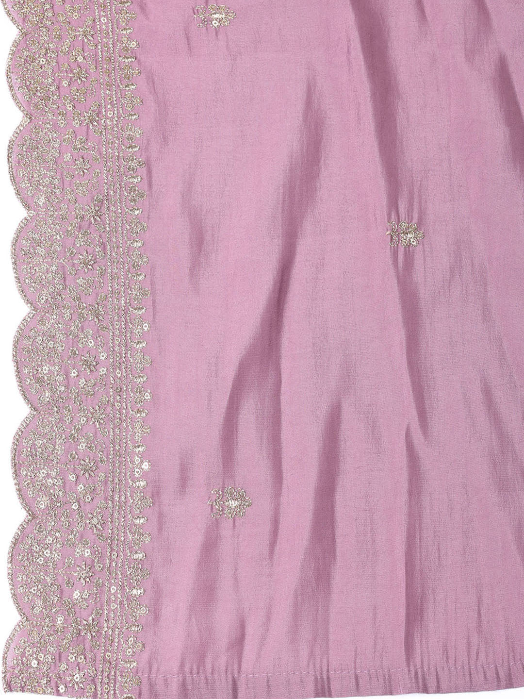 Neck Embroidered Chanderi Unstitched Suit Piece With Dupatta
