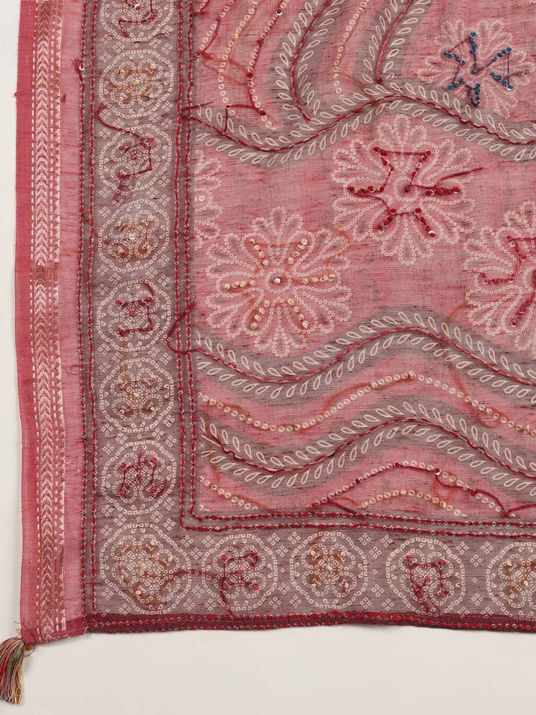 Yoke Embroidery Chanderi Unstitched Suit Piece With Dupatta