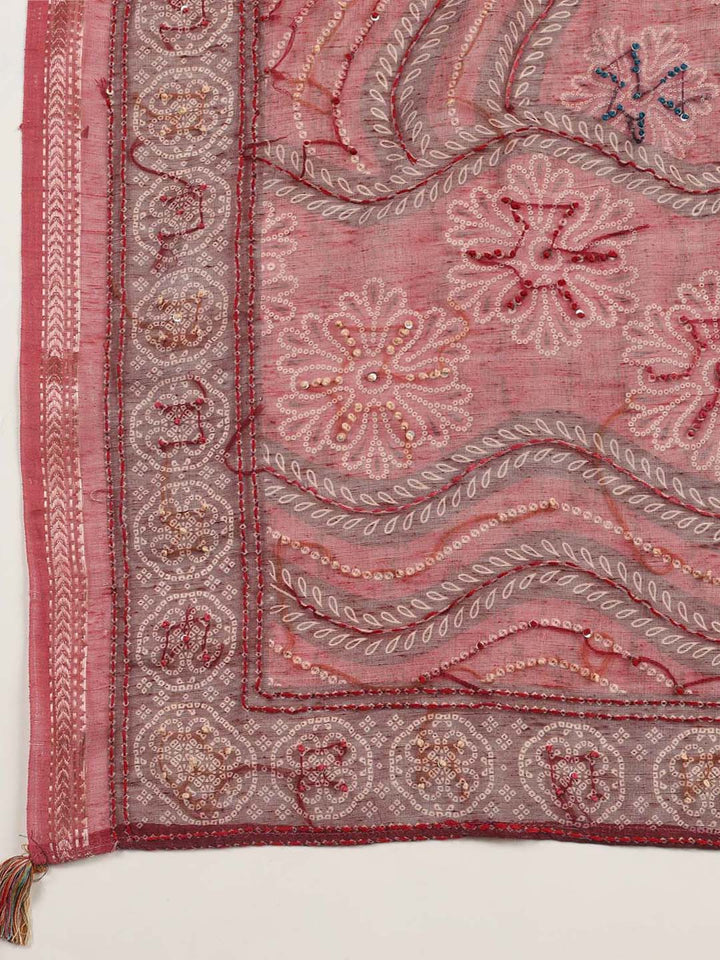 Yoke Embroidery Chanderi Unstitched Suit Piece With Dupatta