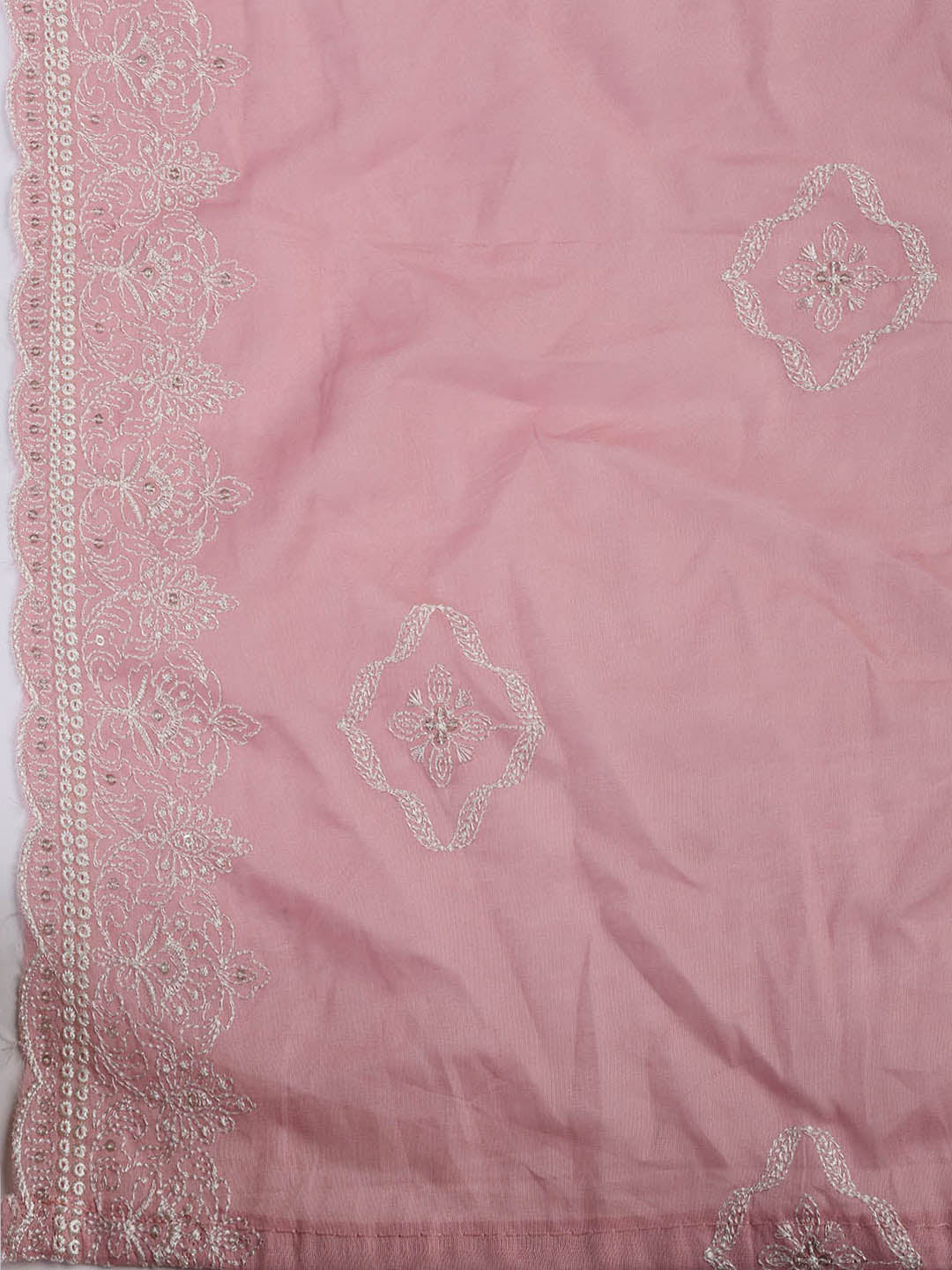 Embroidered Cotton Blend Unstitched Suit Piece With Dupatta