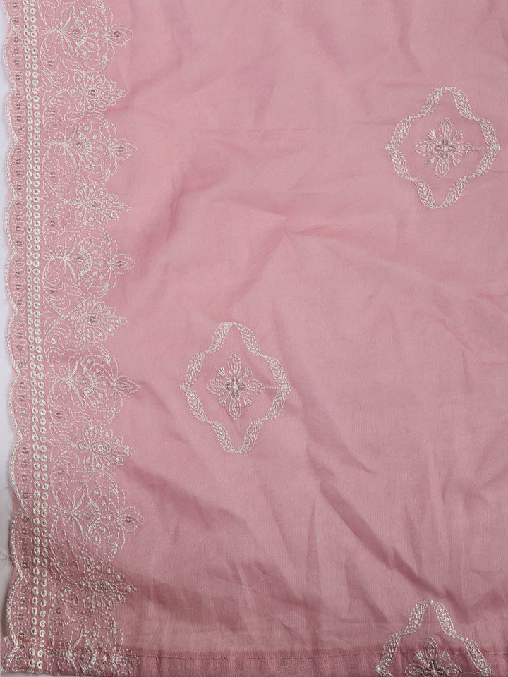 Embroidered Cotton Blend Unstitched Suit Piece With Dupatta