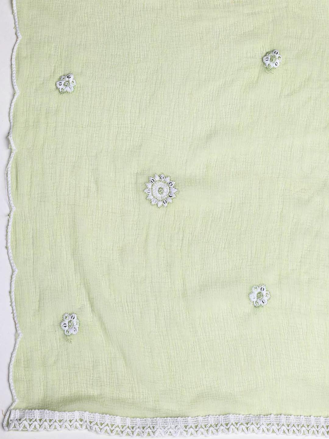 Embroidered Cotton Blend Unstitched Suit Piece With Dupatta