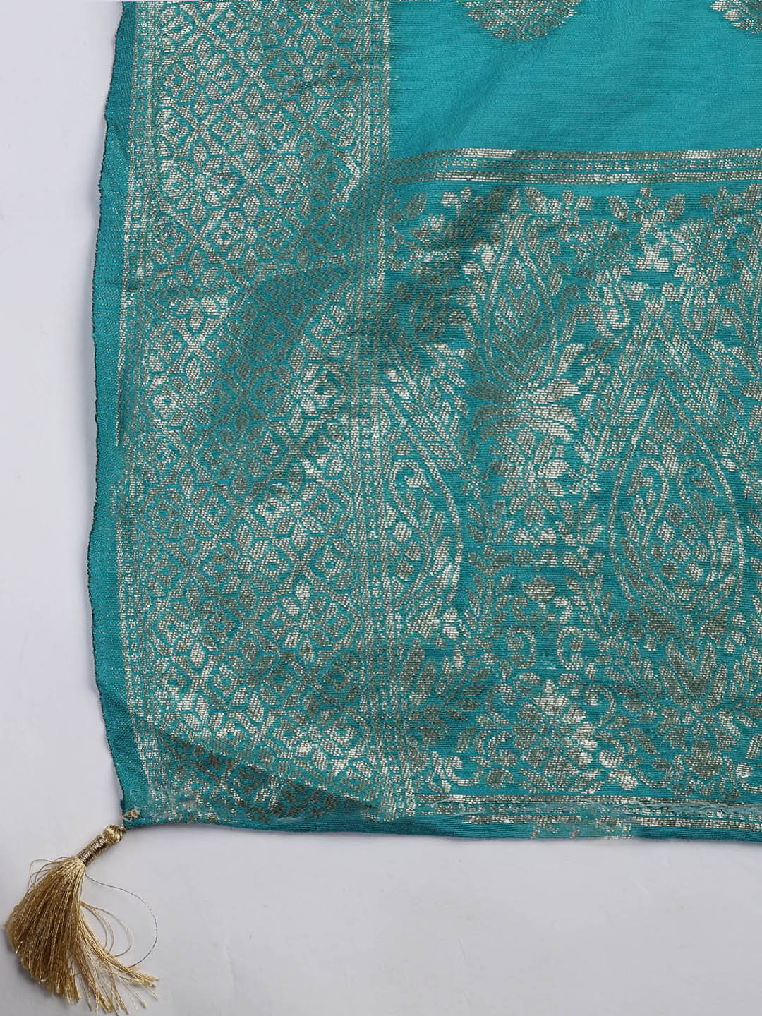 Neck Embroidery Chanderi Unstitched Suit With Dupatta