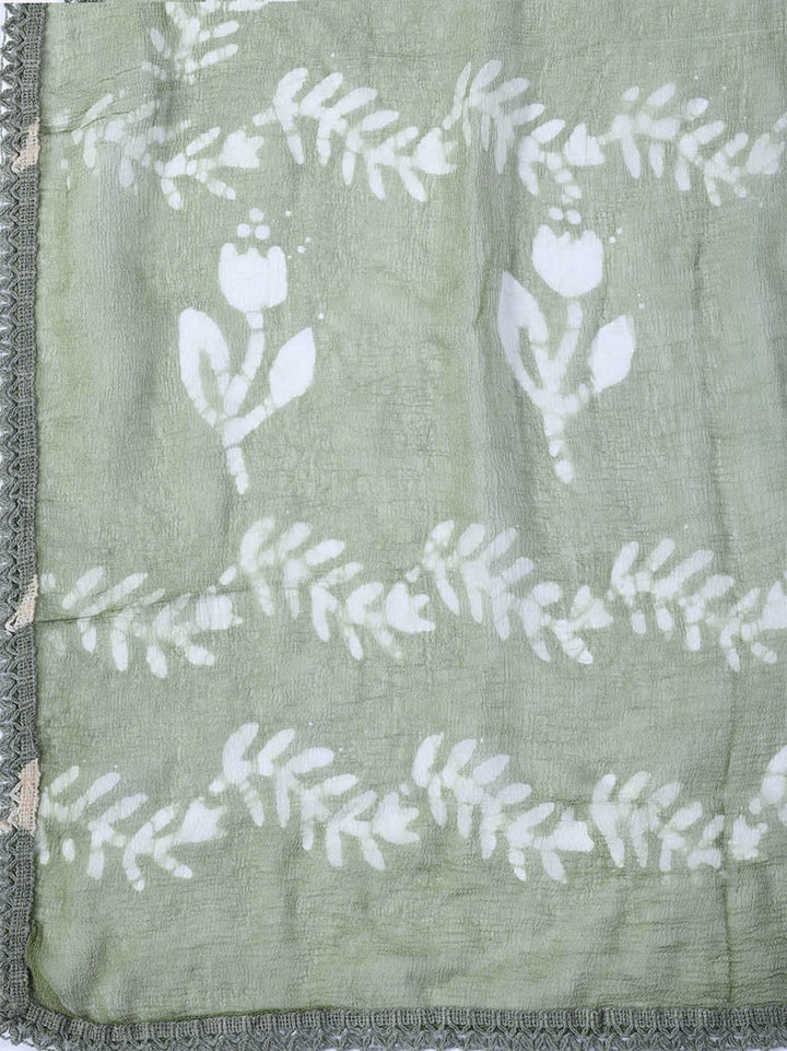 Printed Cotton Blend Unstitched Suit With Dupatta