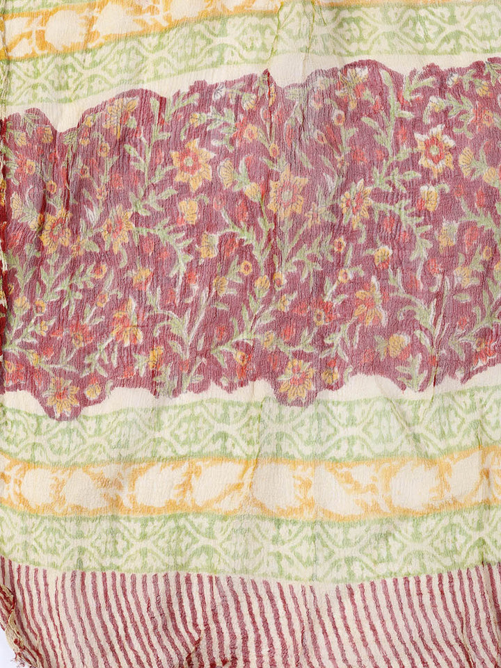 Printed Cotton Blend Unstitched Suit With Dupatta