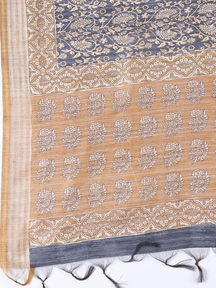 Neck Embroidered Chanderi Unstitched Suit With Dupatta