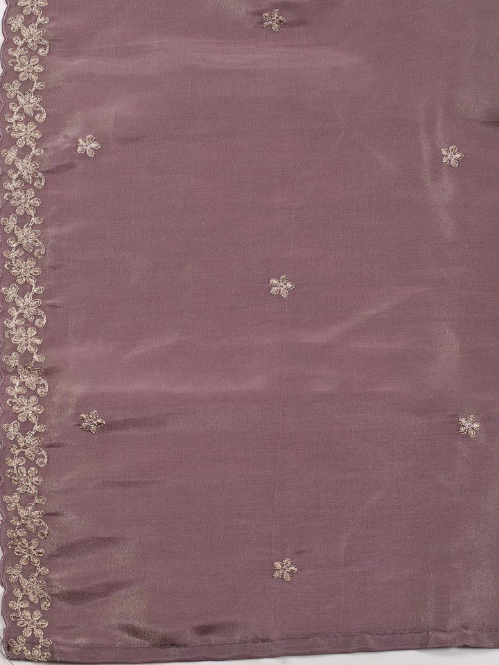 Neck Embroidered Tissue Unstitched Suit With Dupatta